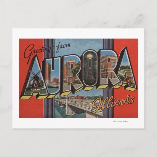Aurora, Illinois - Große Buchstabenszenen Postkarte (Vorderseite)