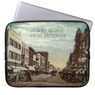 Aurora Illinois South Broadway Aquarell-Kunst 1920 Laptopschutzhülle