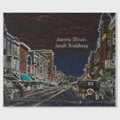 Aurora Illinois South Broadway Neon Art 1920 Geschenkpapier (Flach)