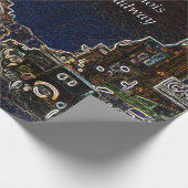 Aurora Illinois South Broadway Neon Art 1920 Geschenkpapier (Ecke)