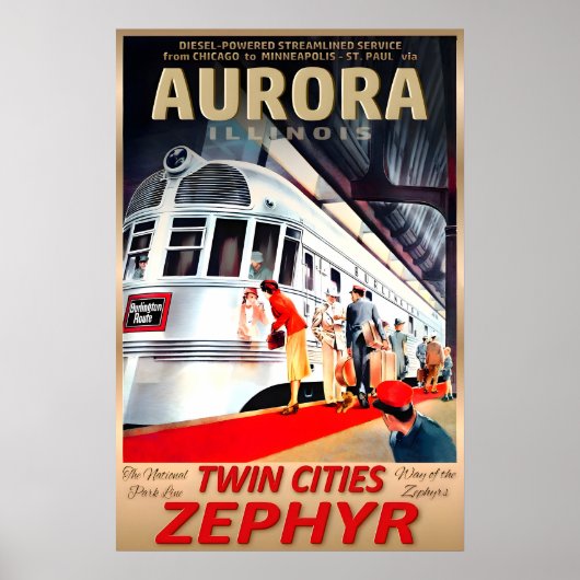 Aurora Illinois Twin Cities Zephyr Burlington Poster (Vorne)