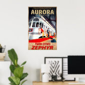 Aurora Illinois Twin Cities Zephyr Burlington Poster (Heimbüro)