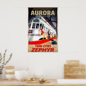 Aurora Illinois Twin Cities Zephyr Burlington Poster (Küche)