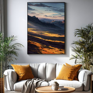 Aurora in den Bergen Poster
