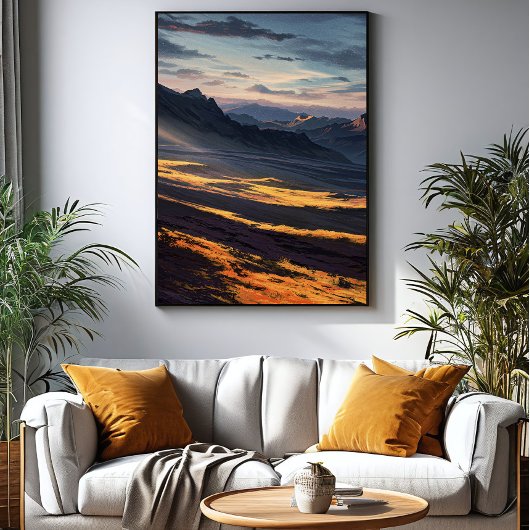 Aurora in den Bergen Poster