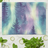 Aurora-Landschaft-Waldmuster Geschirrtuch (Gefaltet)