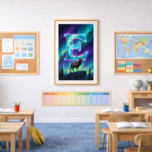Aurora Letter E Poster | Nordlicht Kunstprint