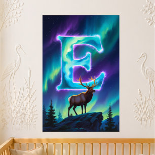 Aurora Letter E Poster   Nordlichter Kunstprint
