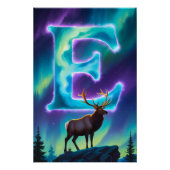 Aurora Letter E Poster | Nordlichter Kunstprint (Vorderseite)