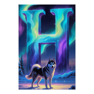 Aurora Letter H Poster | Northern Lights Art Print