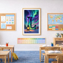 Aurora Letter L Poster | Northern Lights Art