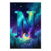 Aurora Letter N Poster | Kunst der Nordlichter (Vorderseite)