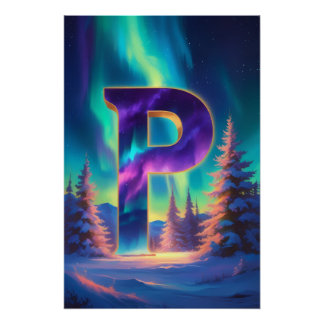 Aurora Letter P Poster | Kunst der Nordlichter