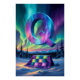 Aurora Letter Q Poster | Northern Lights Art
