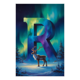 Aurora Letter R Poster | Northern Lights Art