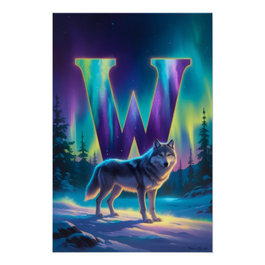 Aurora Letter W Poster | Northern Lights Art (Vorderseite)