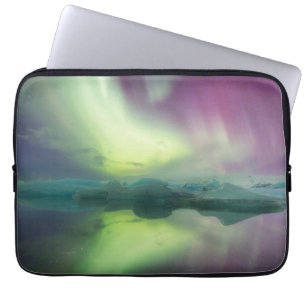 Aurora-Lichter in der Lagune Jokulsarlon, Island Laptopschutzhülle