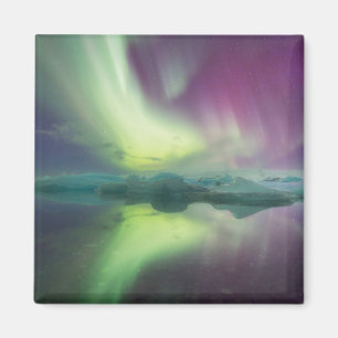 Aurora-Lichter in der Lagune Jokulsarlon, Island Magnet