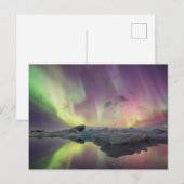 Aurora-Lichter spiegeln sich in der Lagune Postkarte (Vorne/Hinten)