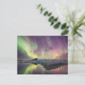 Aurora-Lichter spiegeln sich in der Lagune Postkarte (Stehend Vorderseite)