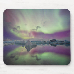 Aurora-Lichter spiegeln sich in Lagune   Island Mousepad