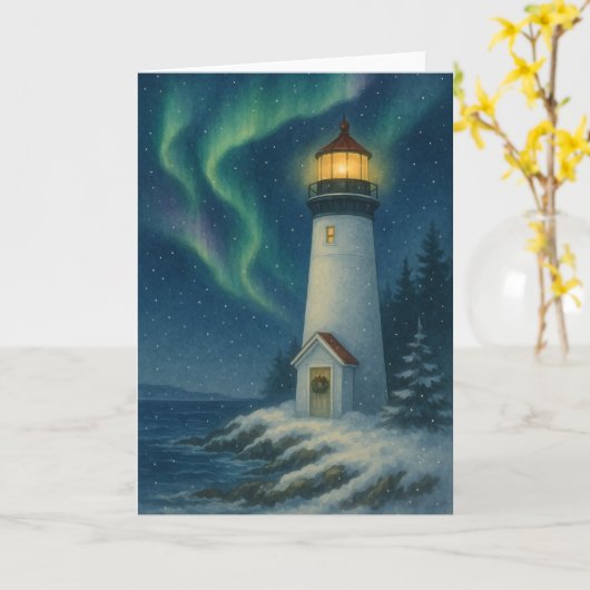 Aurora Lighthouse Weihnachtskarte Karte (Gelbe Blume)