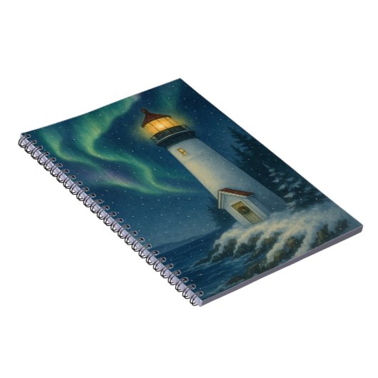 Aurora Lighthouse Weihnachtskarte Notizblock (Rechte Seite)