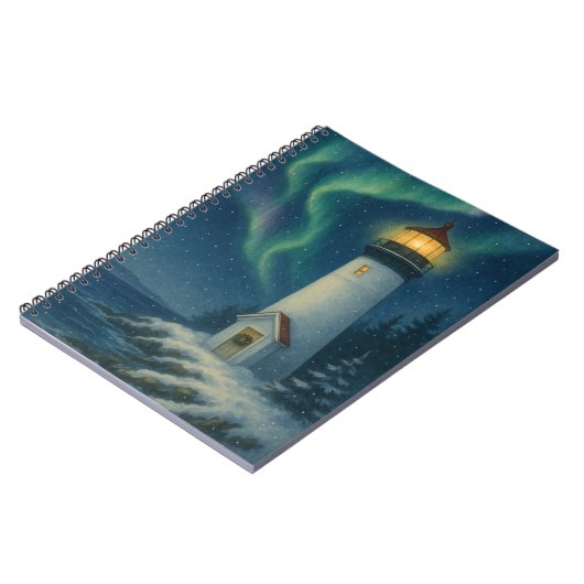 Aurora Lighthouse Weihnachtskarte Notizblock (Linke Seite)