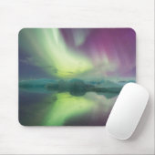 Aurora Lights in Lagoon | Jokulsarlon, Island Mousepad (Mit Mouse)