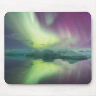 Aurora Lights in Lagoon   Jokulsarlon, Island Mousepad
