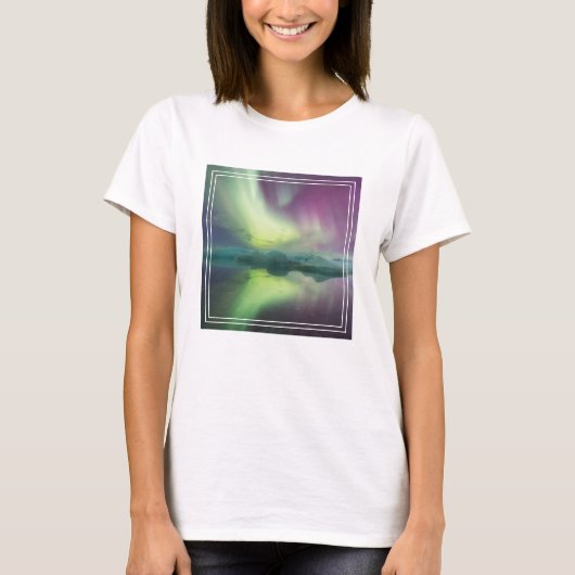 Aurora Lights in Lagoon | Jokulsarlon, Island T-Shirt (Vorderseite)