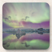 Aurora Lights Reflect Lagoon | Island Getränkeuntersetzer (Vorderseite)