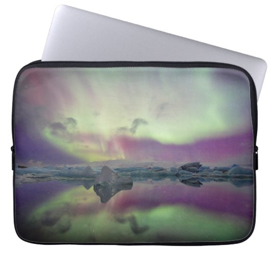 Aurora Lights Reflect Lagoon | Island Laptopschutzhülle (Vorderseite)