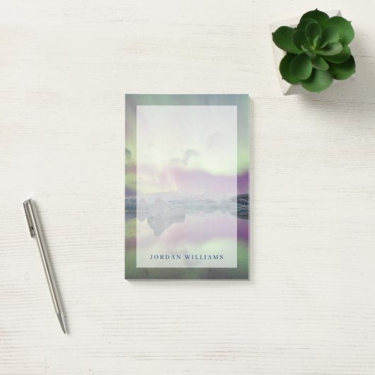 Aurora Lights Reflect Lagoon | Island Post-it Klebezettel (Büro)