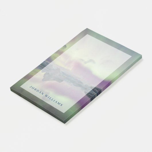 Aurora Lights Reflect Lagoon | Island Post-it Klebezettel (angewinkelt)