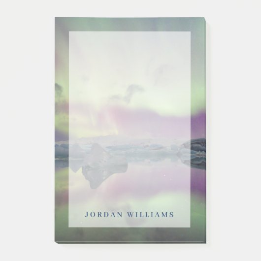 Aurora Lights Reflect Lagoon | Island Post-it Klebezettel (Vorderseite)