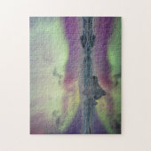 Aurora Lights Reflect Lagoon | Island Puzzle (Vertikal)
