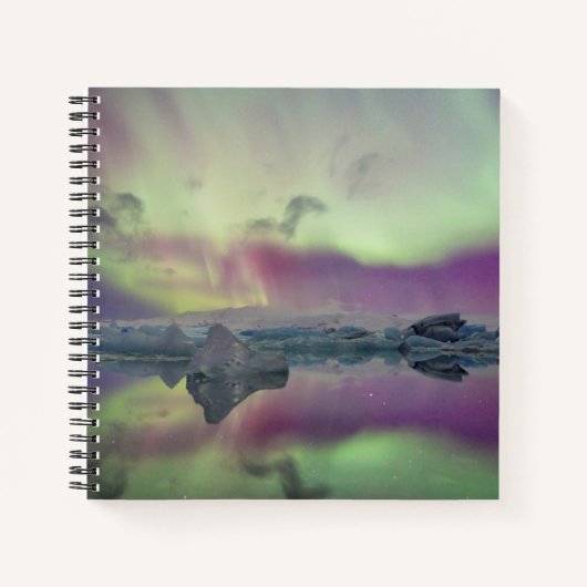 Aurora Lights Reflect Lagoon | Notizblock (Vorderseite)