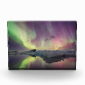 Aurora Lights Reflektion in Lagoon Fotoblock (Vorderseite)