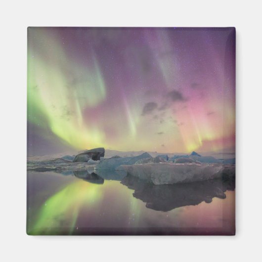 Aurora Lights Reflektion in Lagoon Magnet (Vorne)