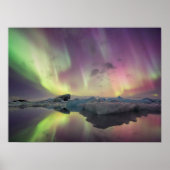 Aurora Lights Reflektion in Lagoon Poster (Vorne)