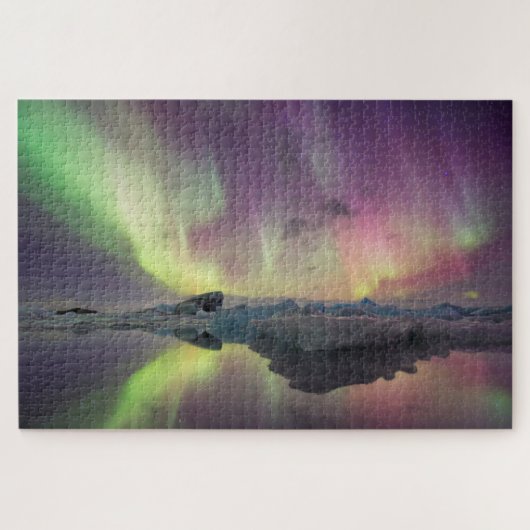 Aurora Lights Reflektion in Lagoon Puzzle (Horizontal)