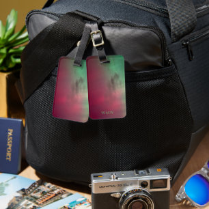Aurora mit Sternen und Initialen Monogramm Gepäcka Gepäckanhänger
