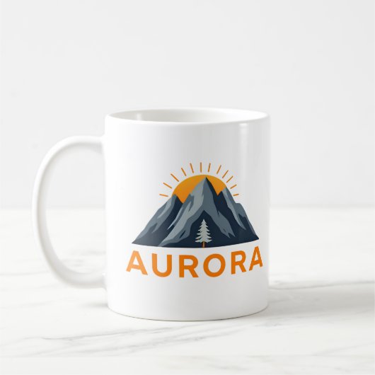 Aurora Mountain Sunrise Logo – Outdoor Adventure Kaffeetasse (Links)