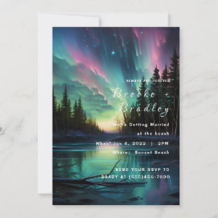 Aurora-Nacht-Himmel-Wald-Hochzeit Einladung