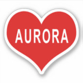 AURORA NAME Red Liebe Heart Vinyl Sticker (Vorderseite)
