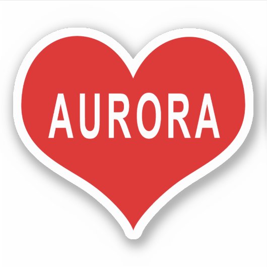 AURORA NAME Red Liebe Heart Vinyl Sticker (Vorderseite)
