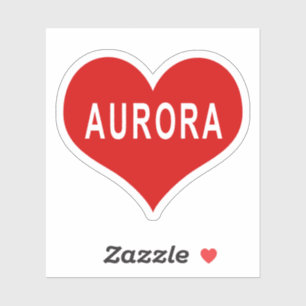 AURORA NAME Rotes Herz Vinyl Aufkleber
