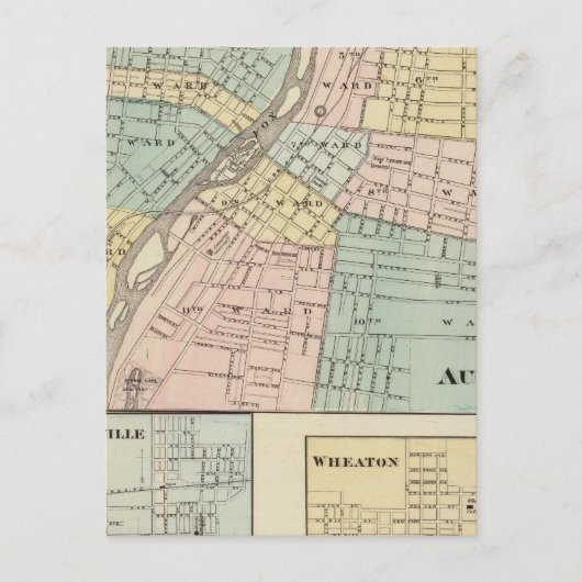 Aurora, Naperville und Wheaton Postkarte (Vorderseite)