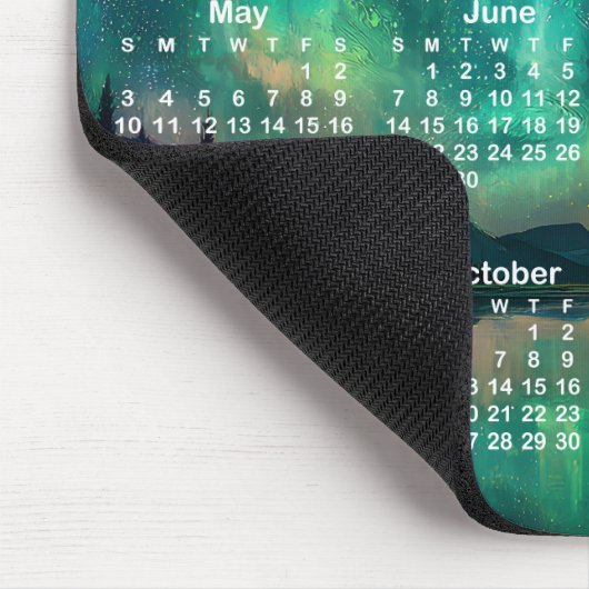 Aurora Night Sky Landscape 2026 Calendar Mousepad (Ecke)